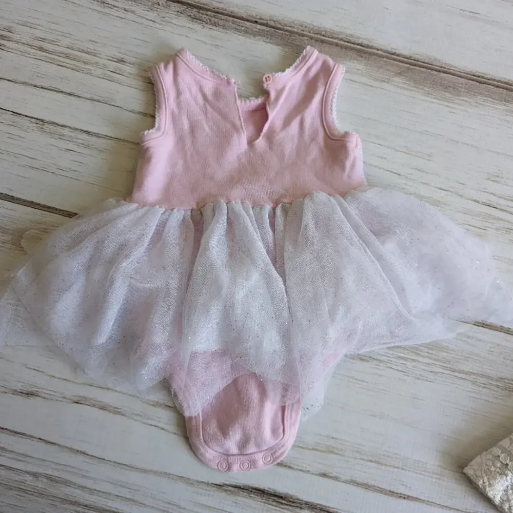Baby Starters Pink and White Tulle Tutu Onsie sz 9M